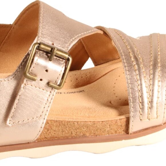 CLARKS COLLECTION Brynn Step Women's 10 W WIDE Adj Rose Gold Leather Sandal NWT - Picture 6 of 9
